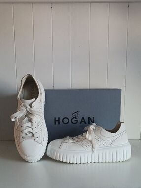 HOGAN White H Stripe Sneakers.
